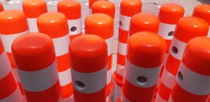 Reflector Bollard For ADNOC - Sandblasting & Stripe Coating